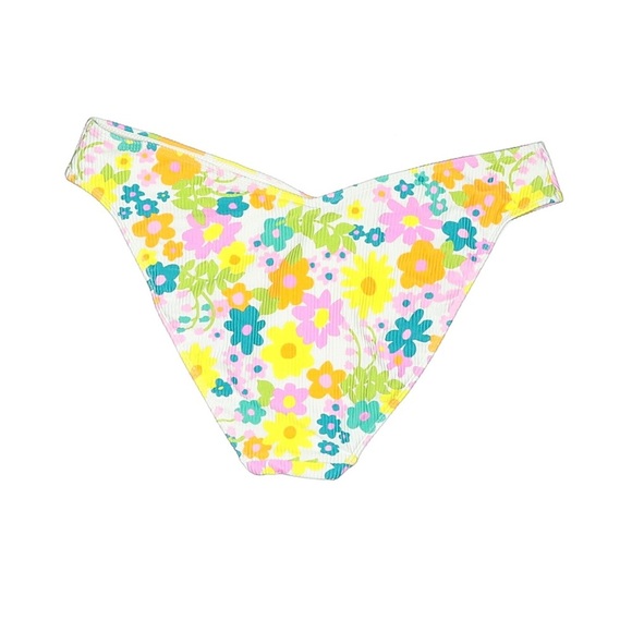 Show Me Your Mumu White Floral Ribbed Hipster Bikini Bottoms - Picture 2 of 4
